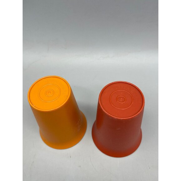vintage tupperware set of 2 cups drinkware plastic 3.5x3" orange READ - Picture 6 of 6